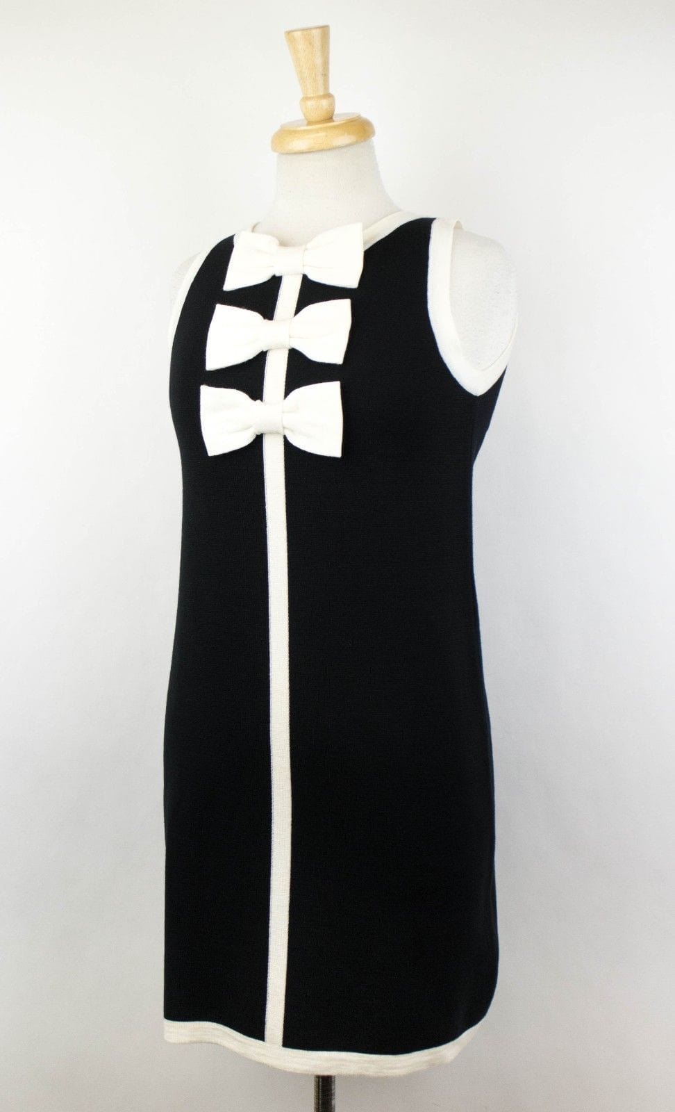 Wool Blend Bow Tie Sleeveless Mini Dress - Black