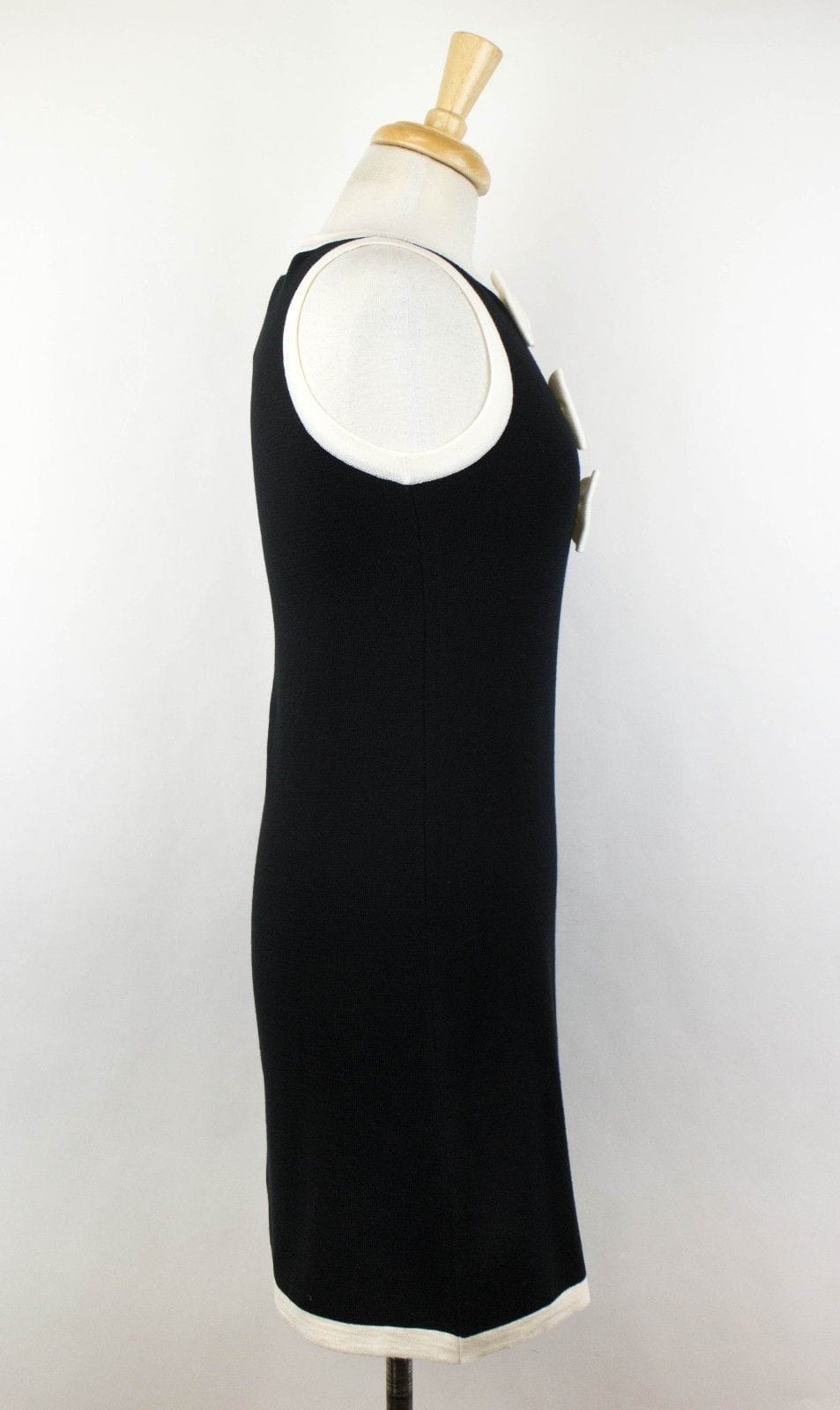 Wool Blend Bow Tie Sleeveless Mini Dress - Black