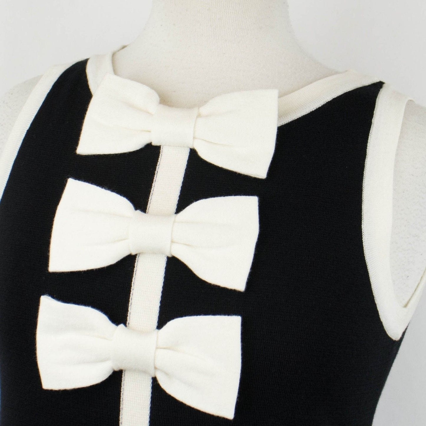 Wool Blend Bow Tie Sleeveless Mini Dress - Black