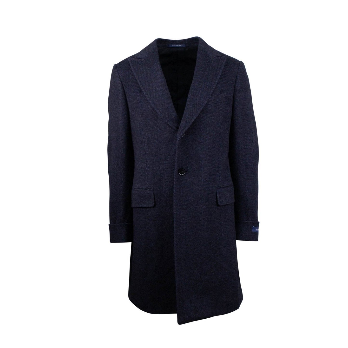 Blue Twill Wool Slim Fit Coat