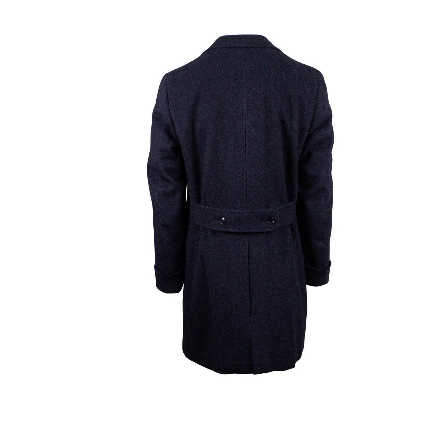Blue Twill Wool Slim Fit Coat