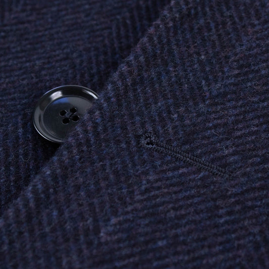 Blue Twill Wool Slim Fit Coat