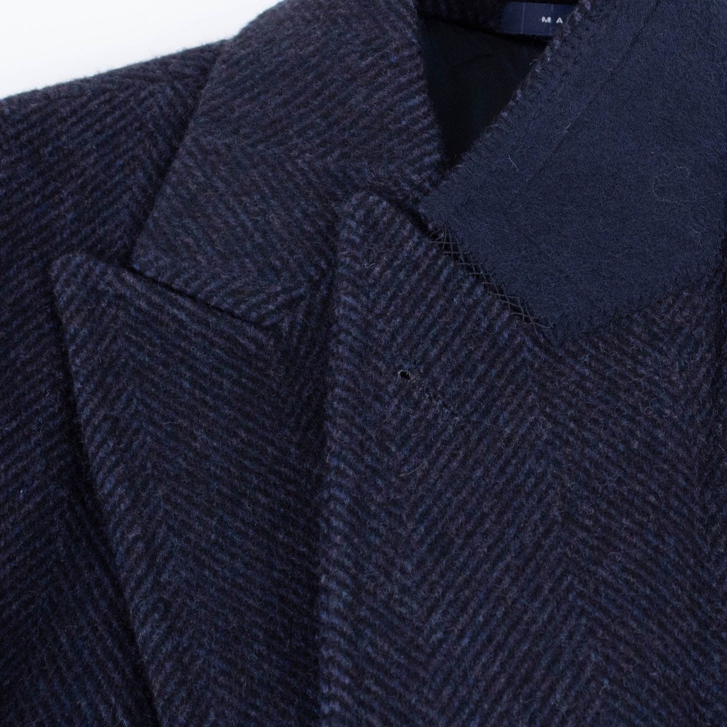 Blue Twill Wool Slim Fit Coat