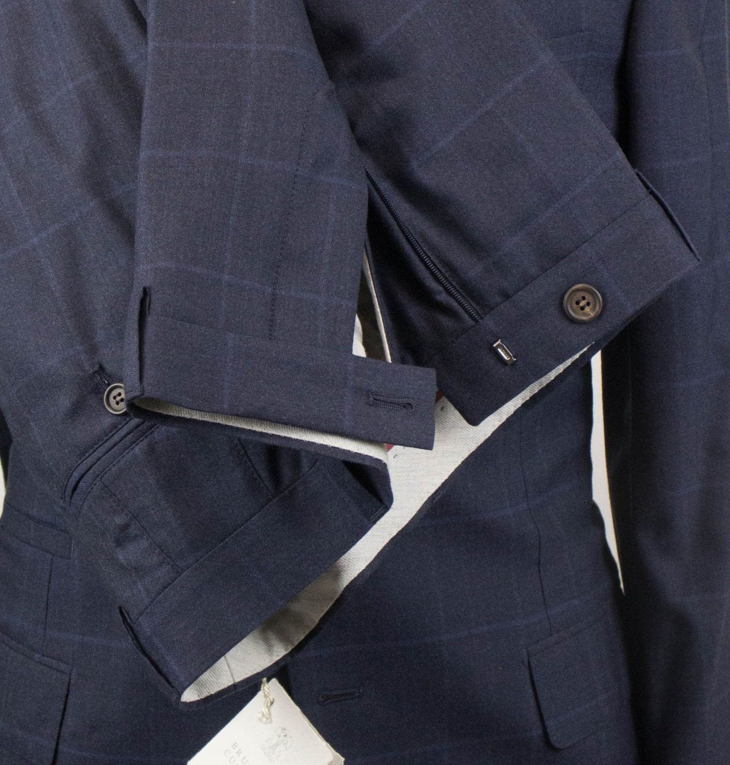 Windowpane Wool Blend 3/2 Button Suit - Blue
