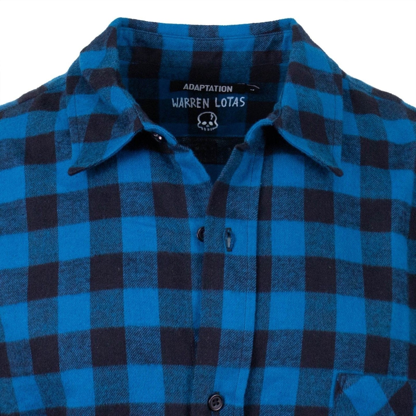 Warren Lotas Blue Cerulean 'Smoking Skull' Flannel Shirt - Blue
