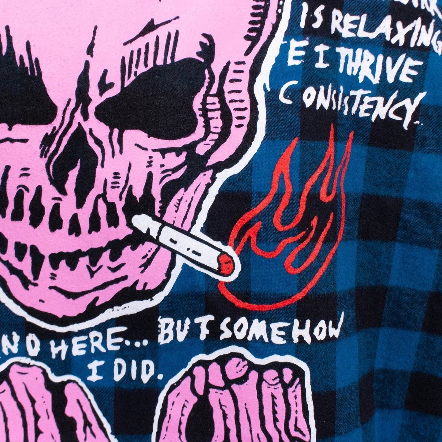 Warren Lotas Blue Cerulean 'Smoking Skull' Flannel Shirt - Blue
