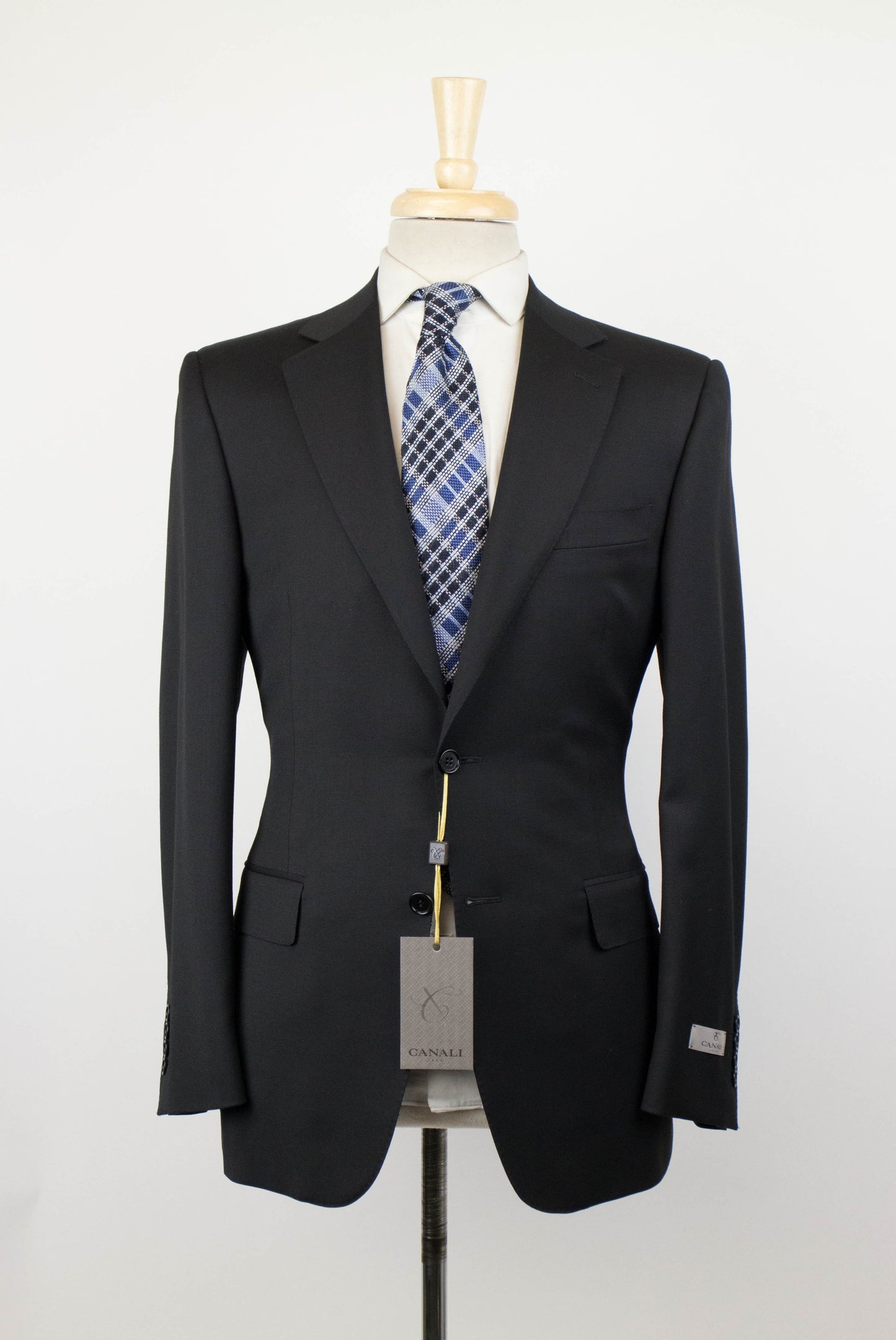 Twill Wool 2 Button Slim Fit Suit - Black