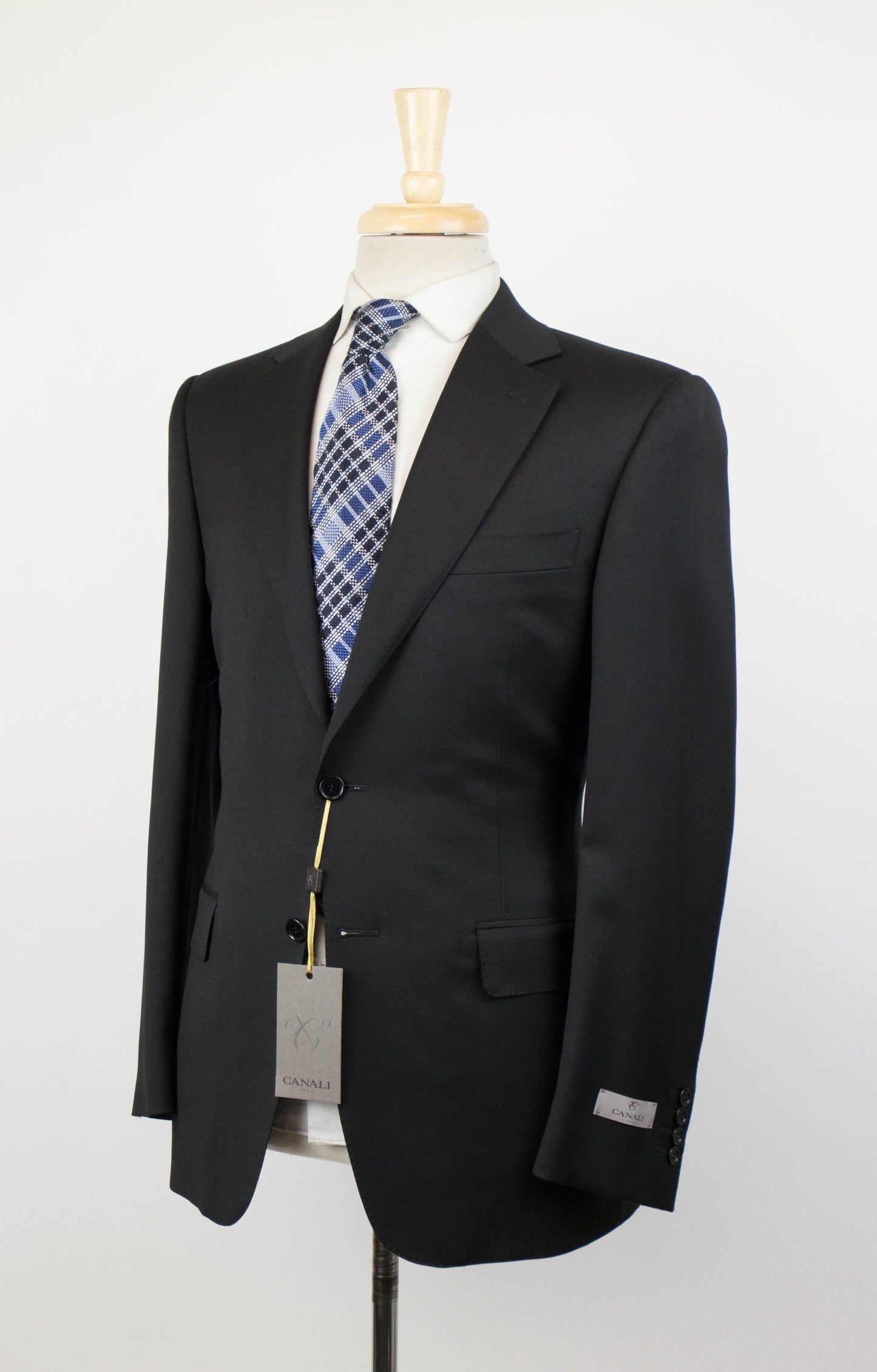 Twill Wool 2 Button Slim Fit Suit - Black