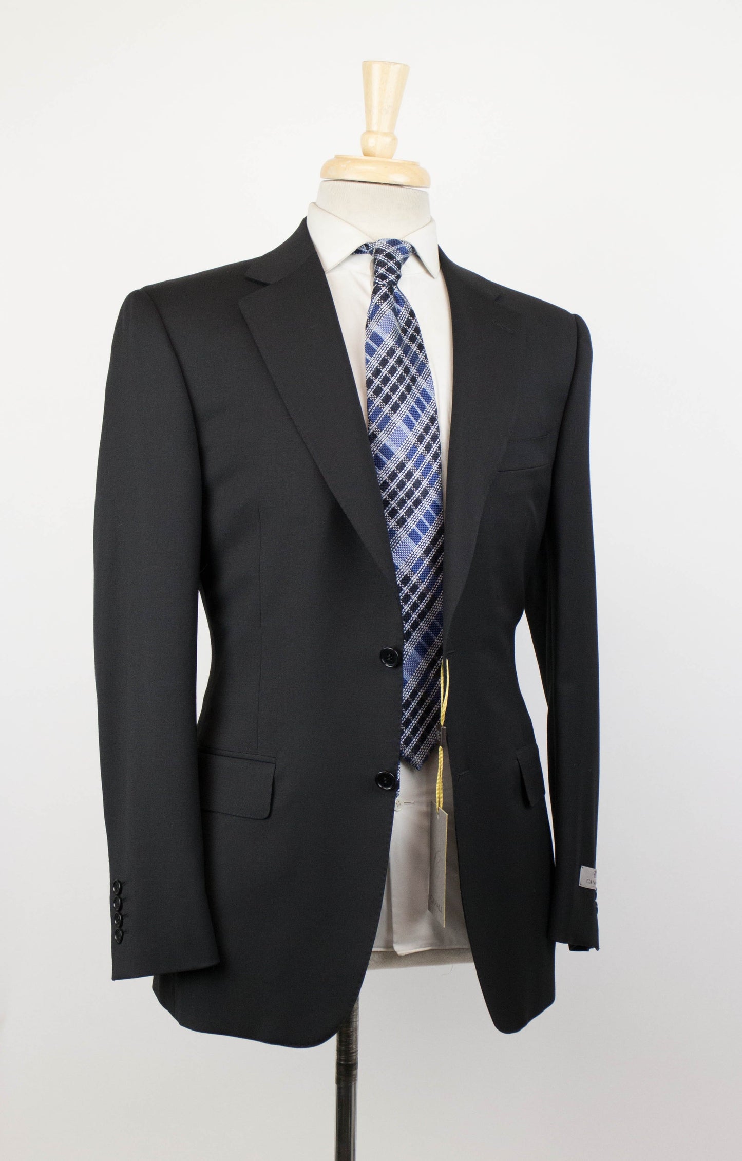Twill Wool 2 Button Slim Fit Suit - Black