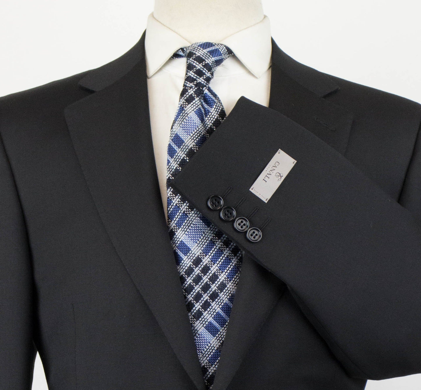 Twill Wool 2 Button Slim Fit Suit - Black