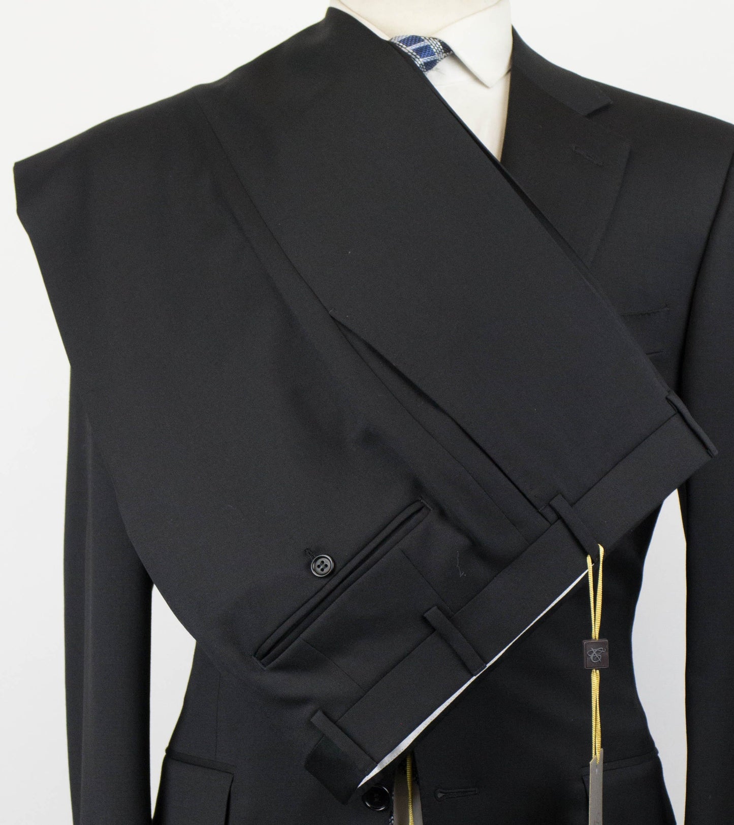 Twill Wool 2 Button Slim Fit Suit - Black