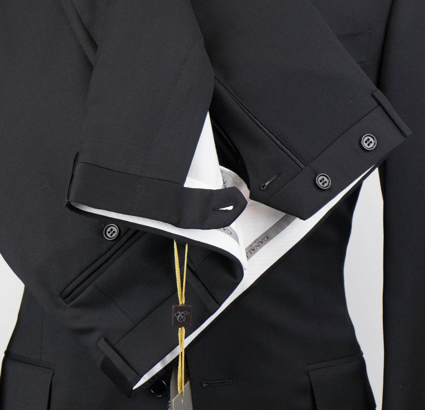 Twill Wool 2 Button Slim Fit Suit - Black