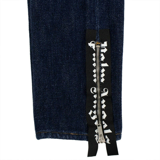 Vintage Blue Denim Logo Jeans - Dark Wash
