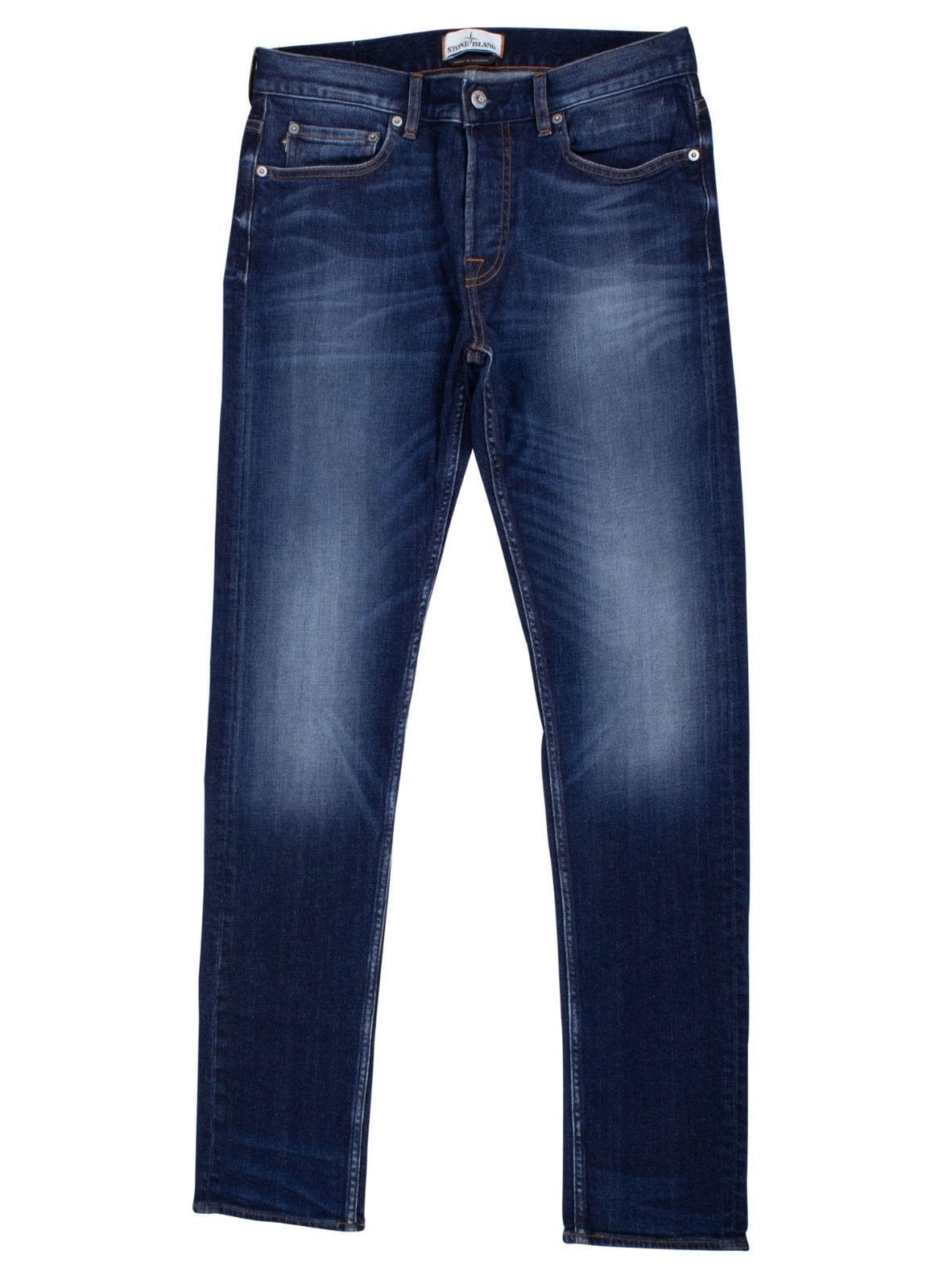 Blue Cotton Blend Denim Faded Jeans