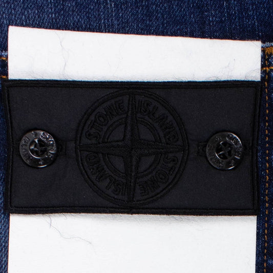 Blue Cotton Blend Denim Faded Jeans