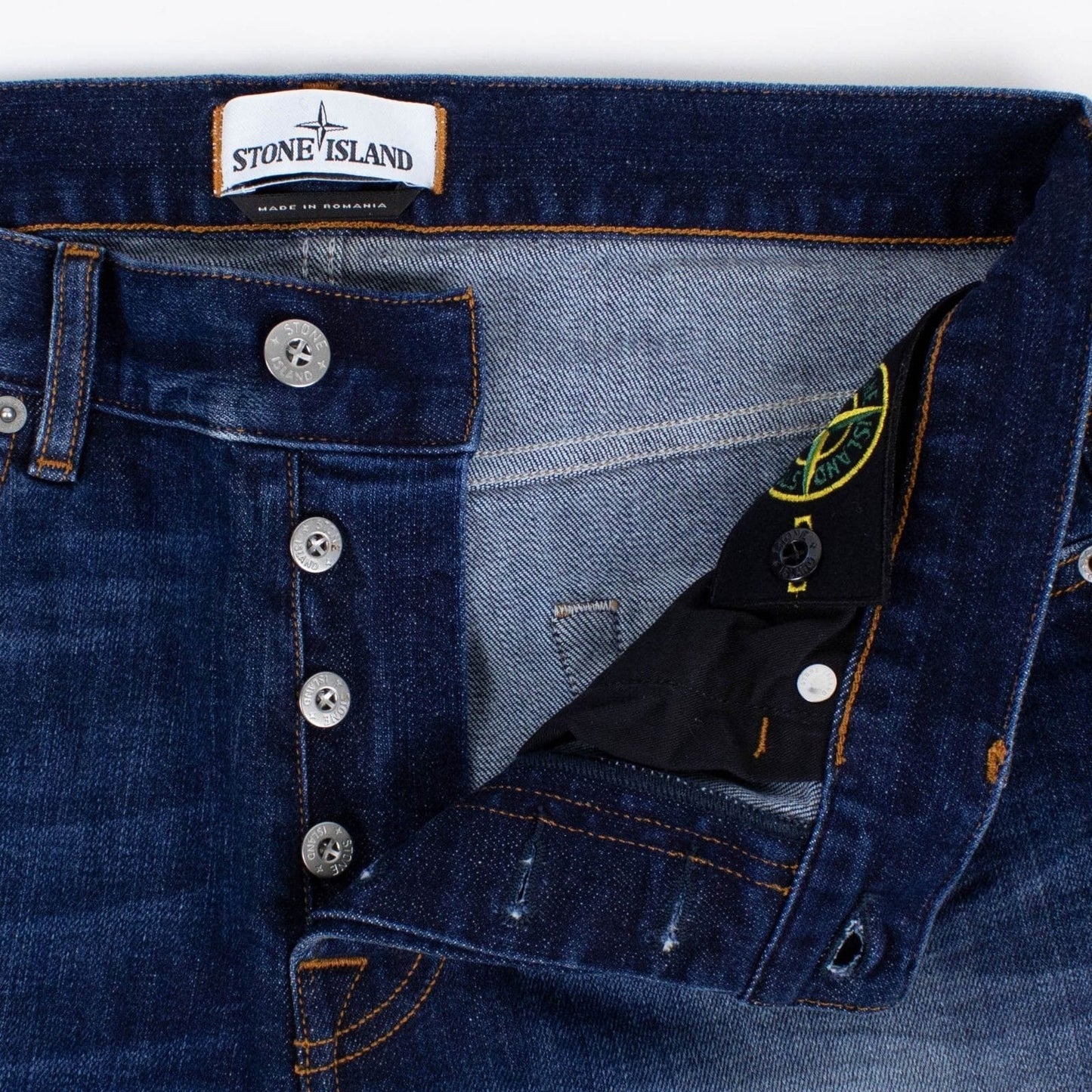 Blue Cotton Blend Denim Faded Jeans