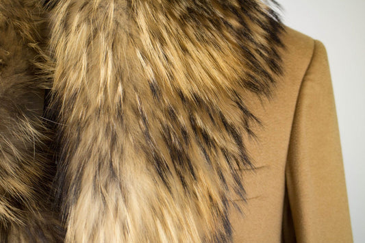 Aniene Brown Vicuna Blend w/ Mink Fur Coat - Tan