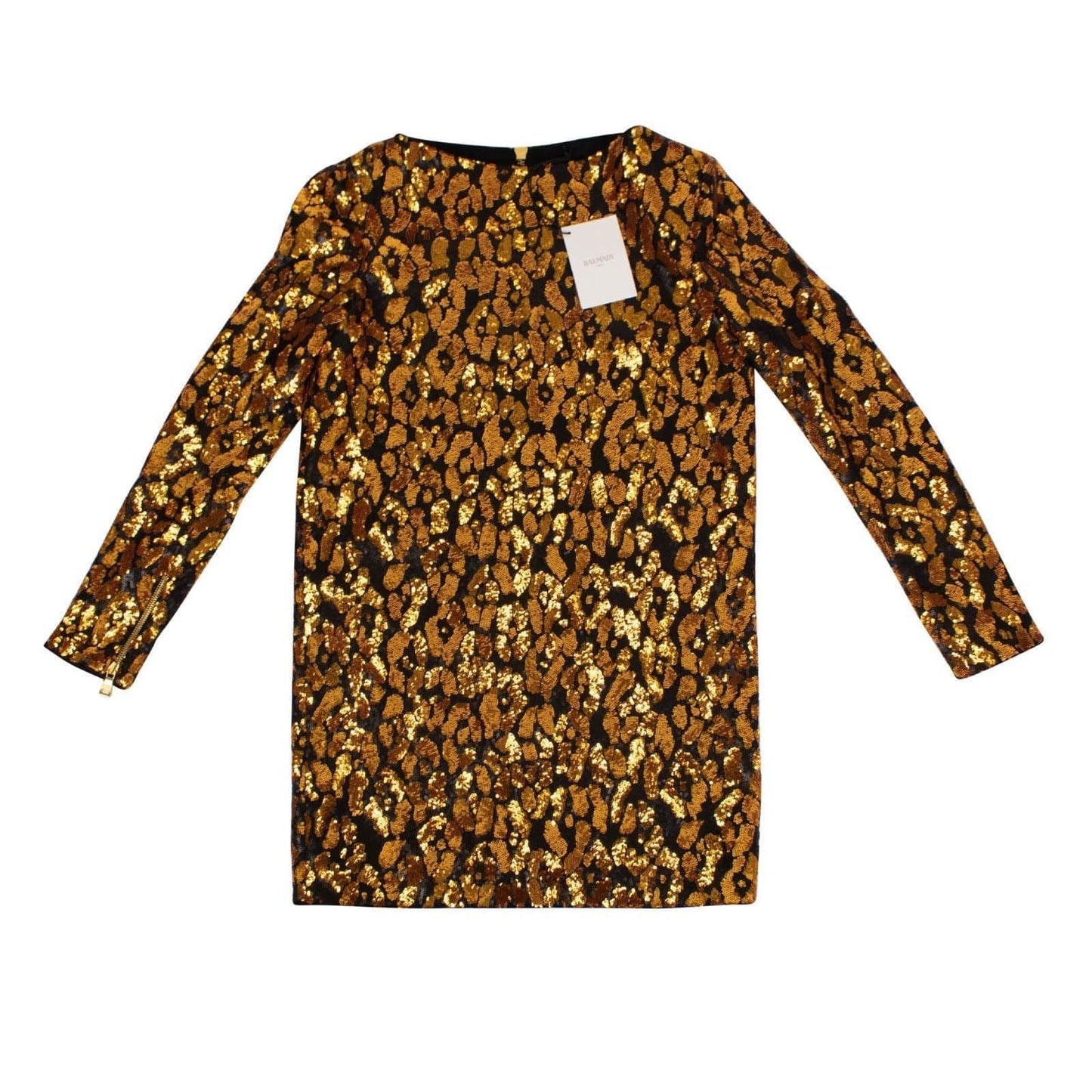 Woven Sequin Mini Dress - Black/Gold