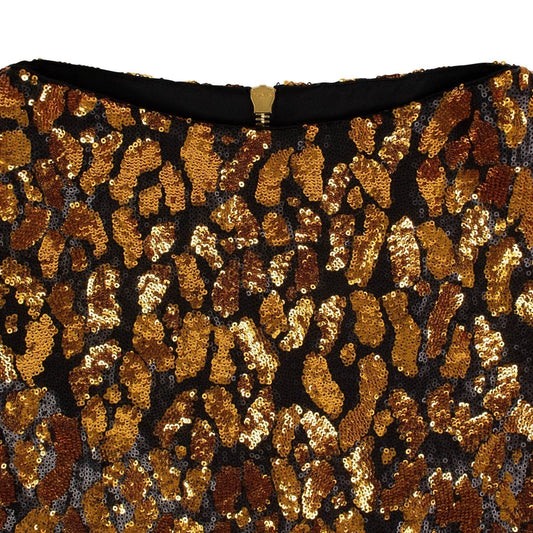 Woven Sequin Mini Dress - Black/Gold