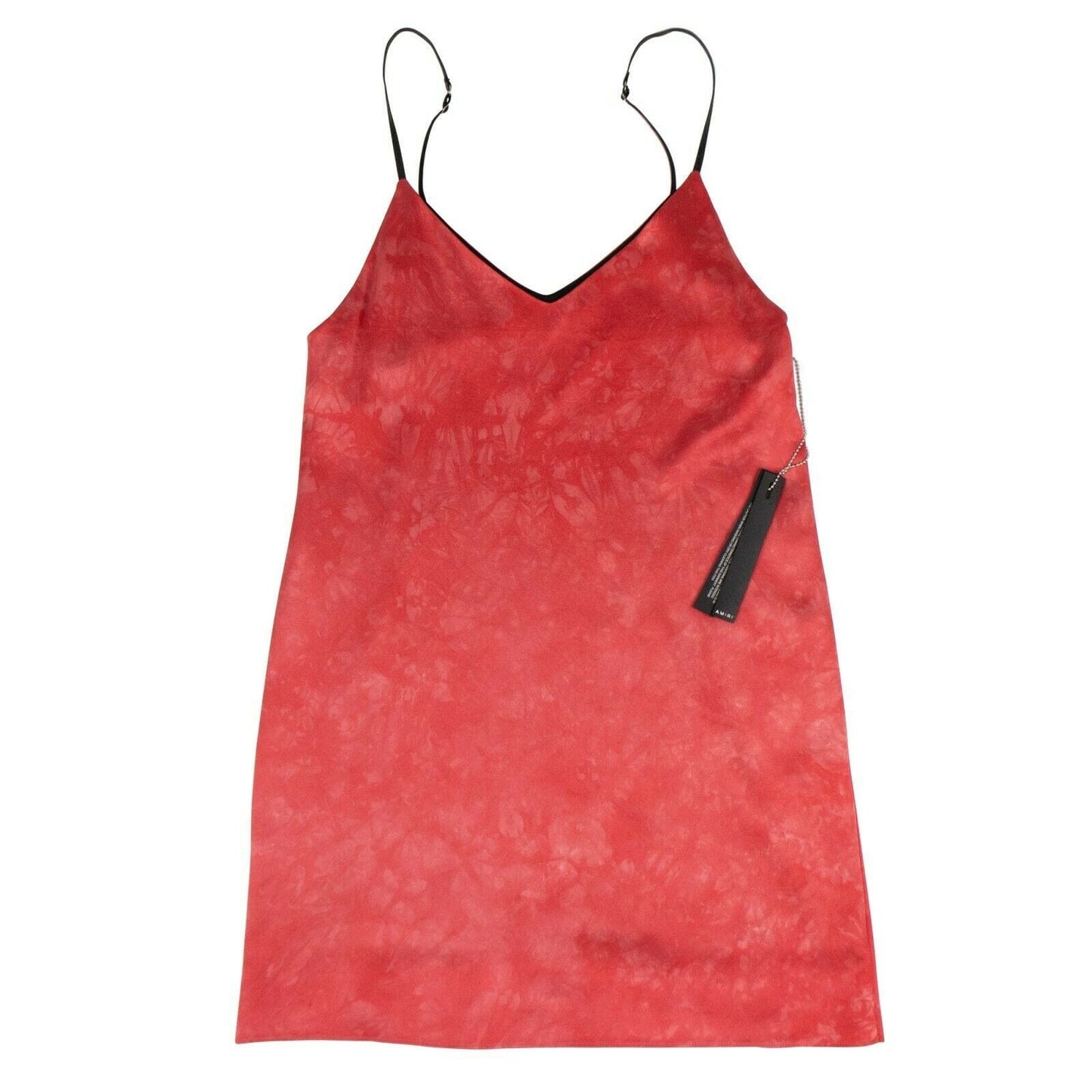 Silk Tie Dye Leather Strap Slip Dress - Red