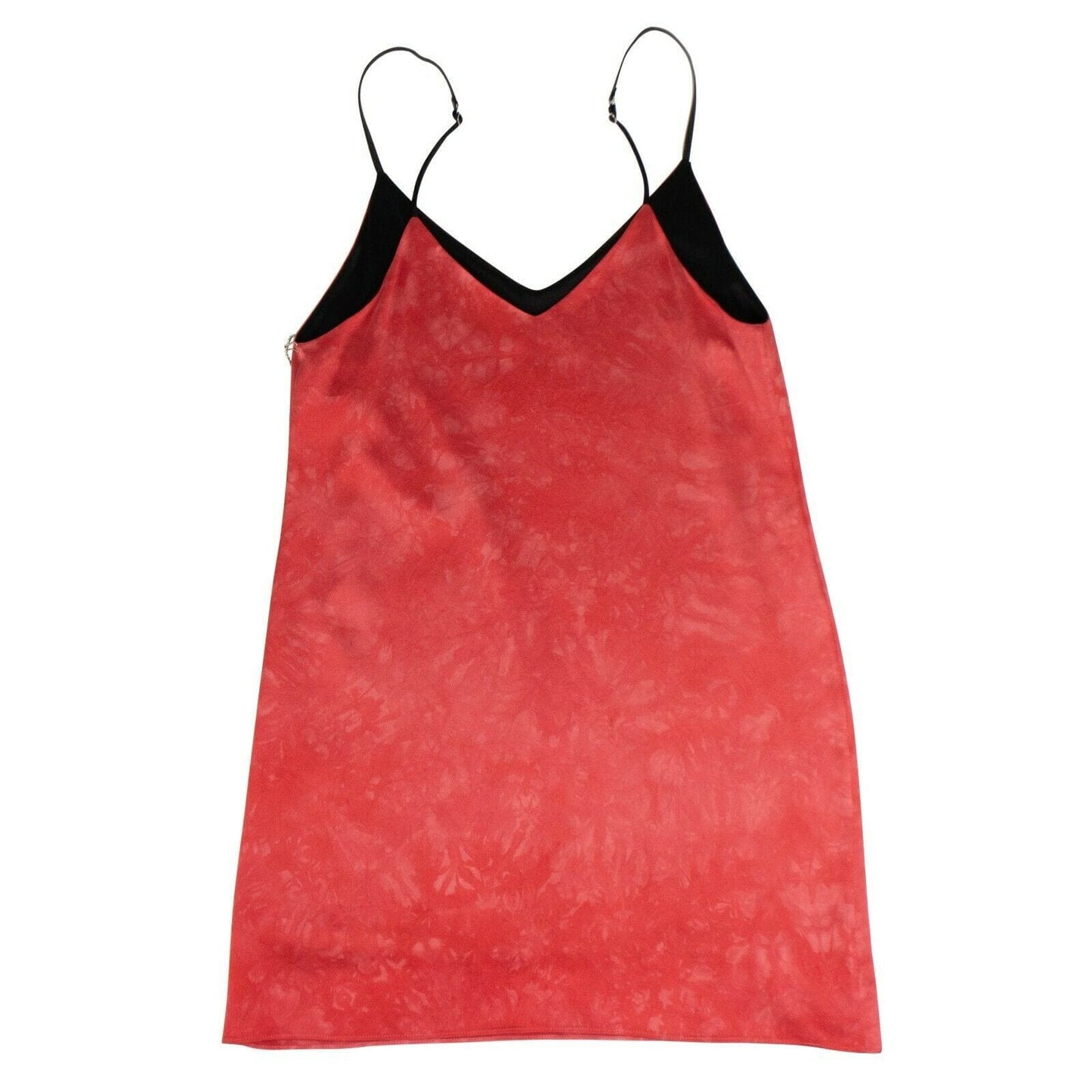 Silk Tie Dye Leather Strap Slip Dress - Red