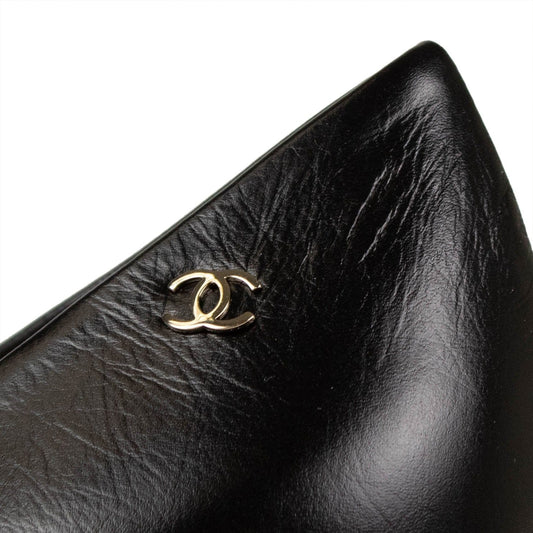Calfskin Leather Cap Toe With Gold Trim Pumps - Black