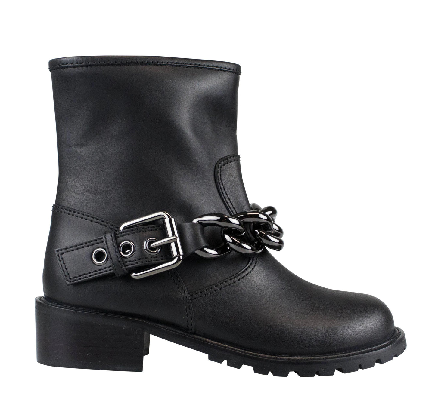 Blok Tubo Black Leather Boots - Black