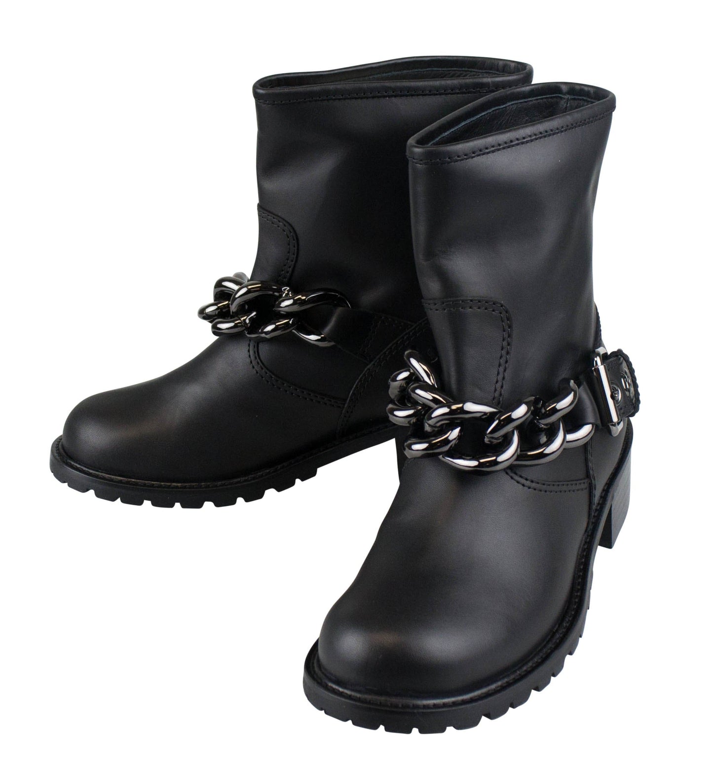 Blok Tubo Black Leather Boots - Black