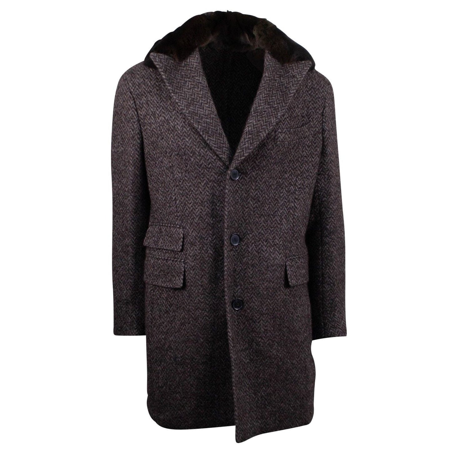 Brown Twill Wool/Alpaca Overcoat