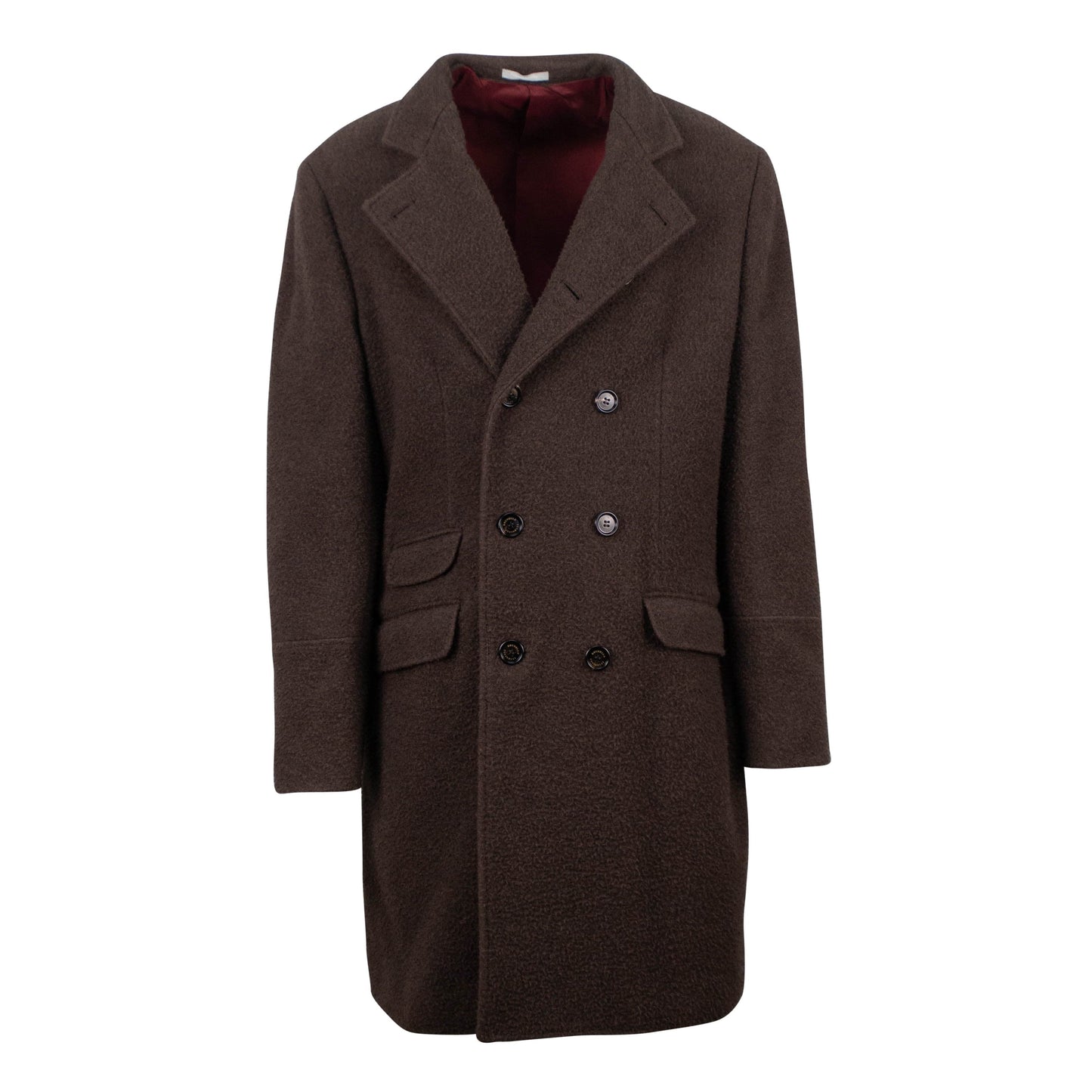 Brown Wool Blend DB Overcoat