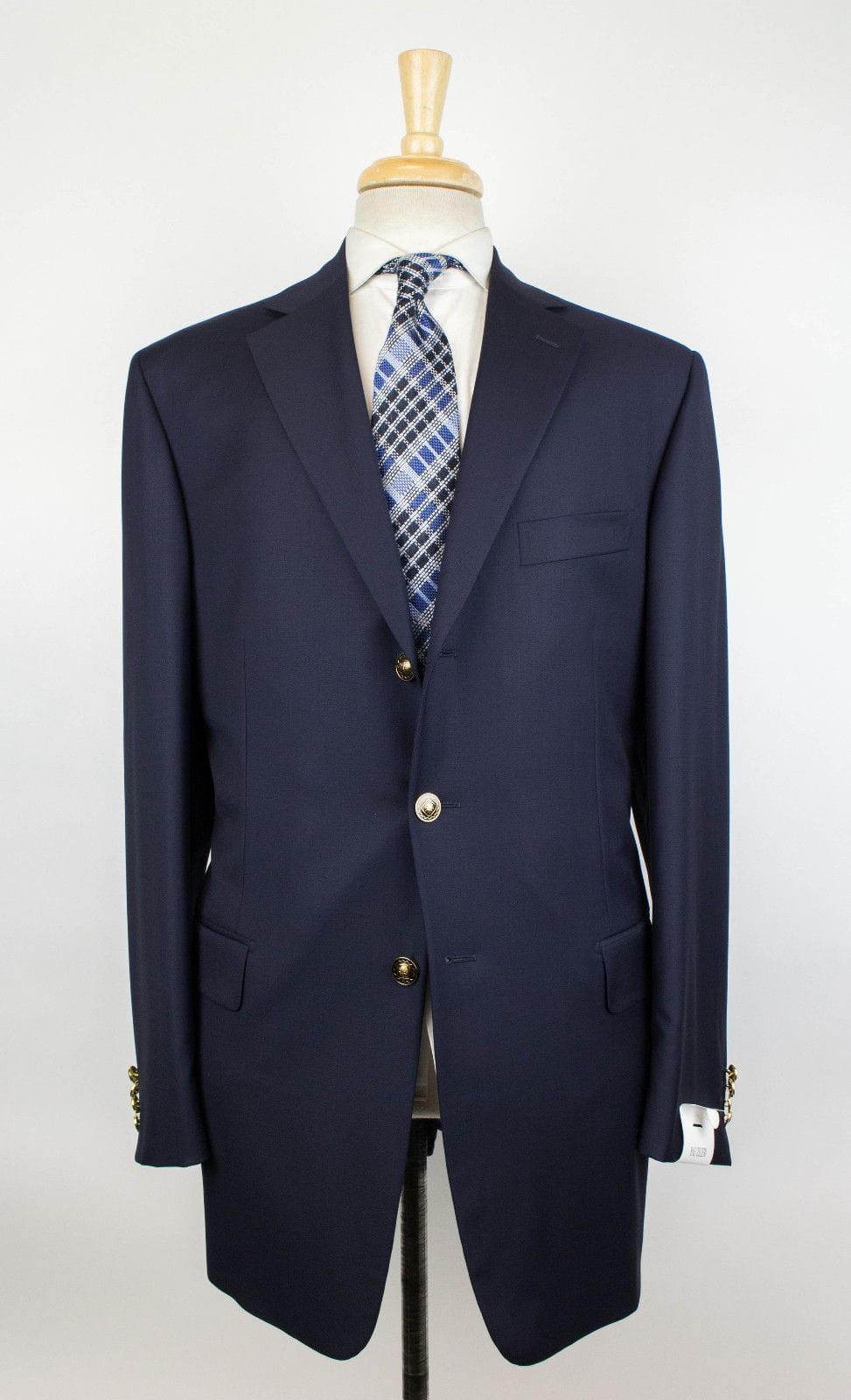 Wool 3 Roll 2 Button Suit - Blue