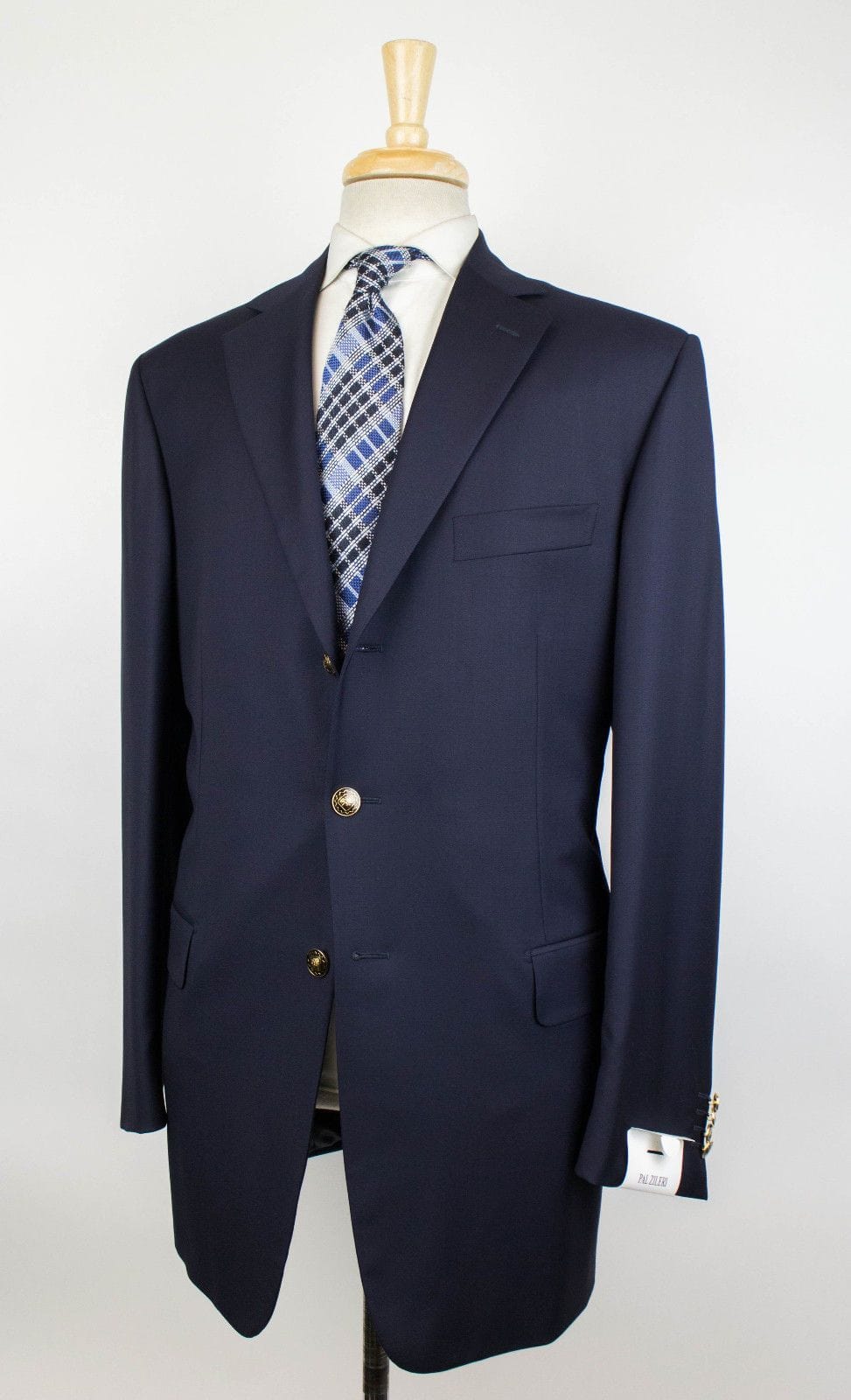 Wool 3 Roll 2 Button Suit - Blue
