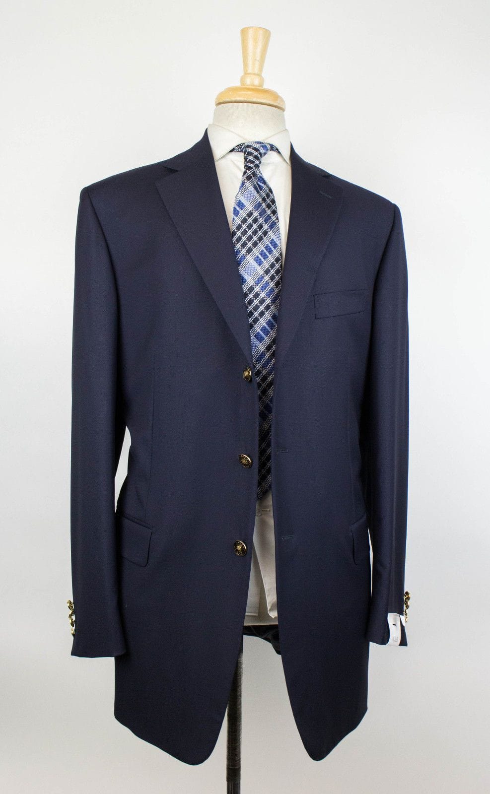 Wool 3 Roll 2 Button Suit - Blue