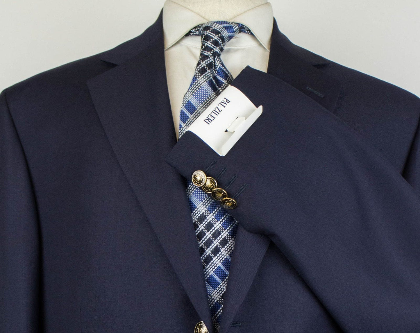 Wool 3 Roll 2 Button Suit - Blue