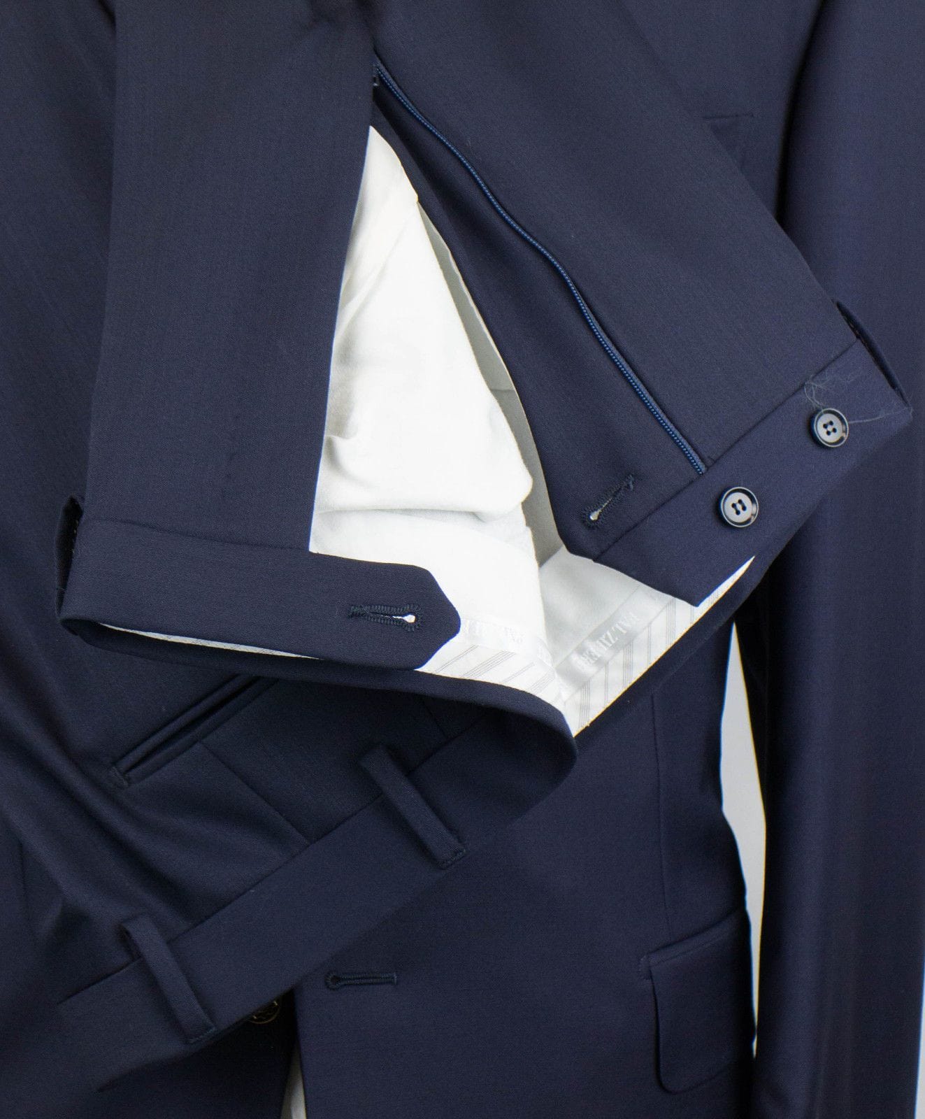 Wool 3 Roll 2 Button Suit - Blue