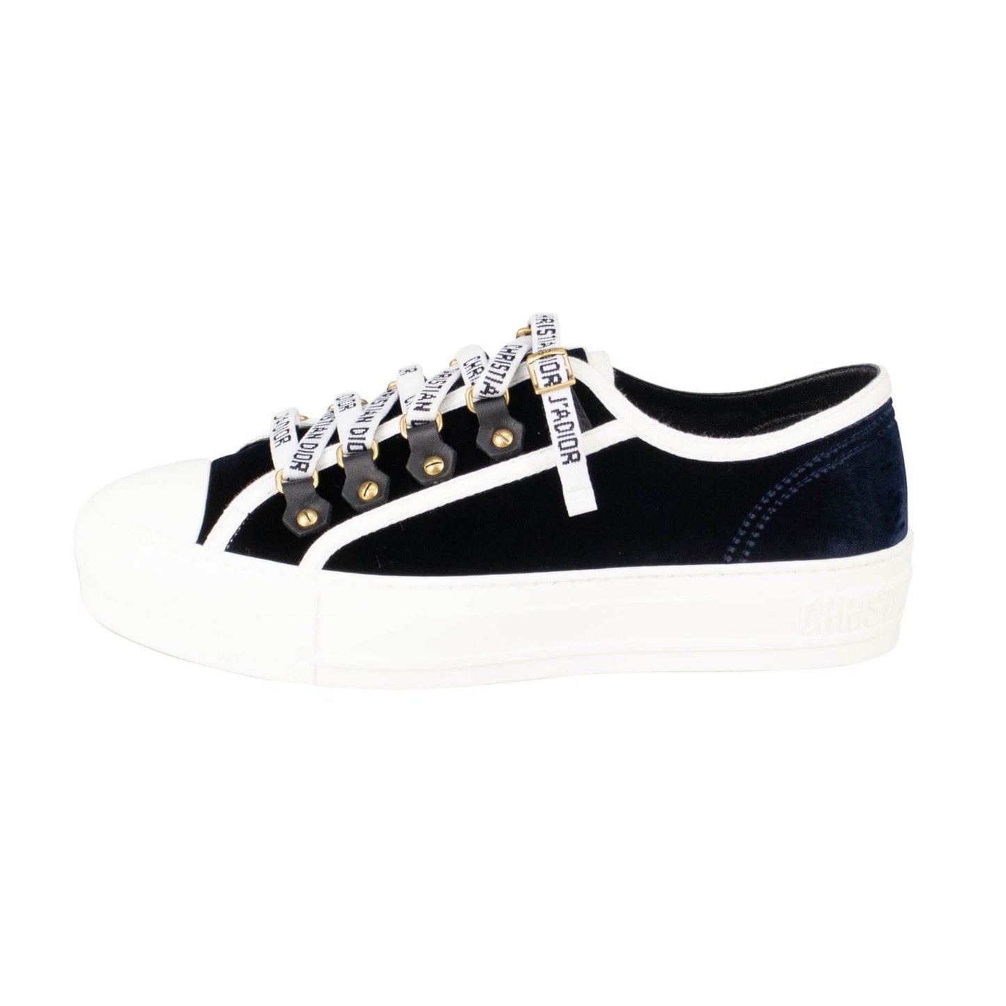 Velvet "Walk'N'Dior" Lace Up Sneakers - Deep Blue