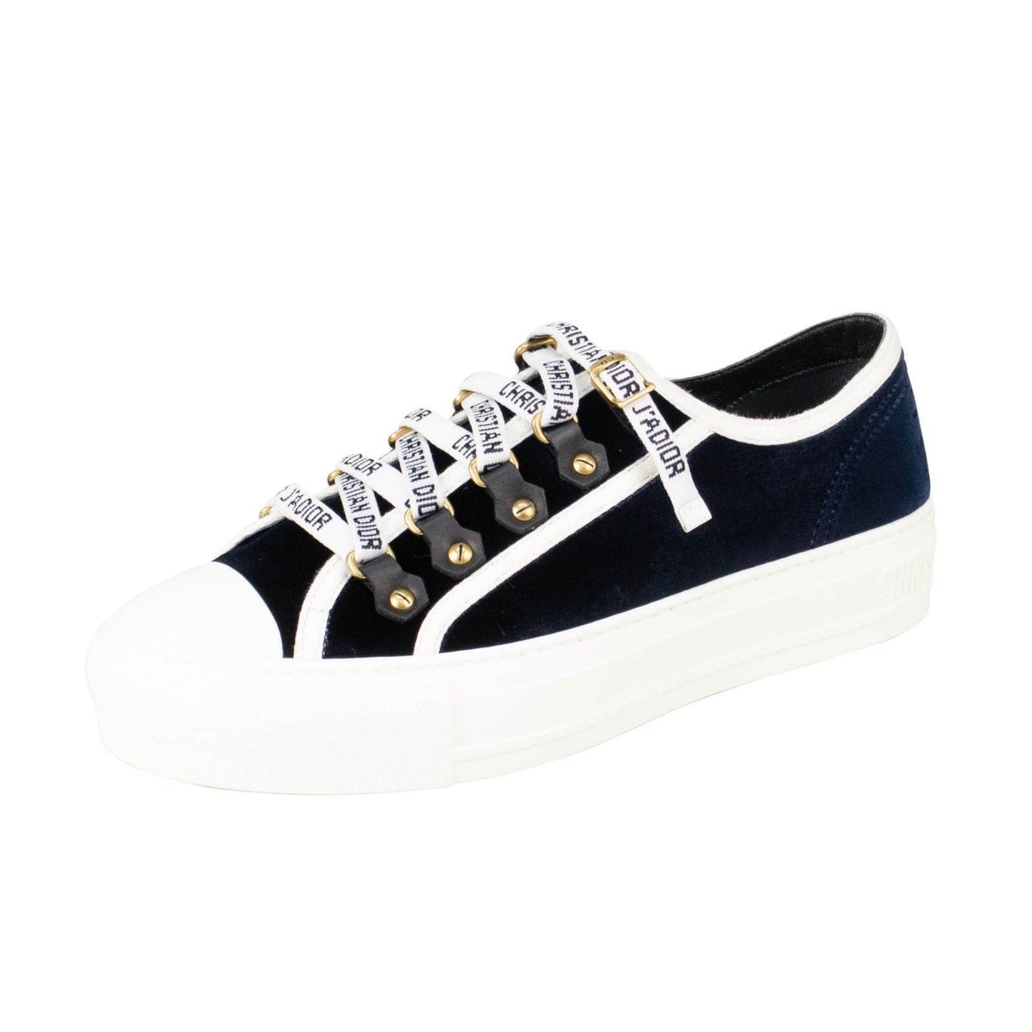 Velvet "Walk'N'Dior" Lace Up Sneakers - Deep Blue