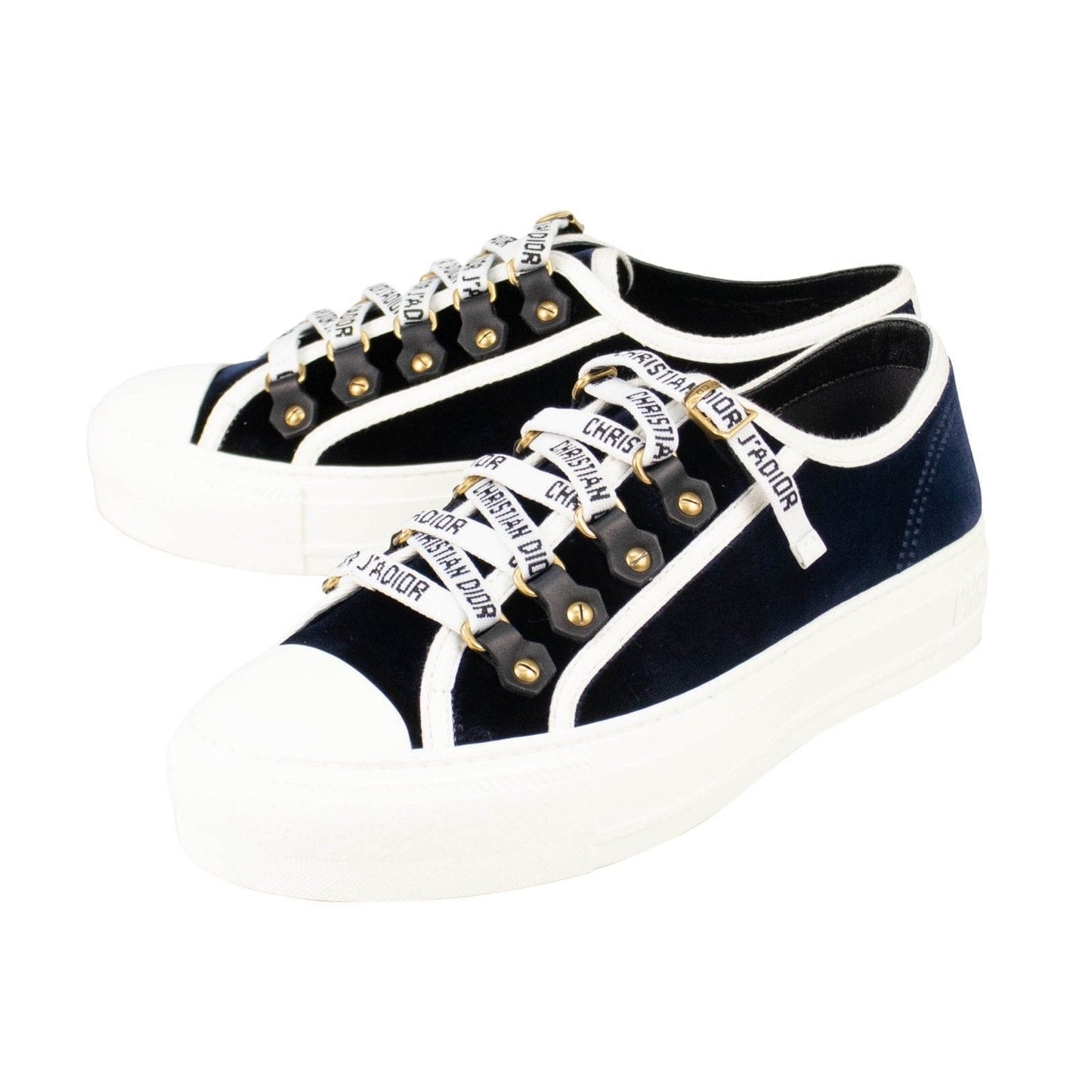 Velvet "Walk'N'Dior" Lace Up Sneakers - Deep Blue