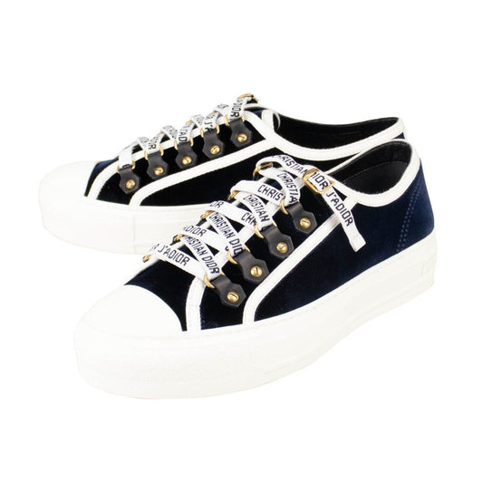 Velvet "Walk'N'Dior" Lace Up Sneakers - Deep Blue