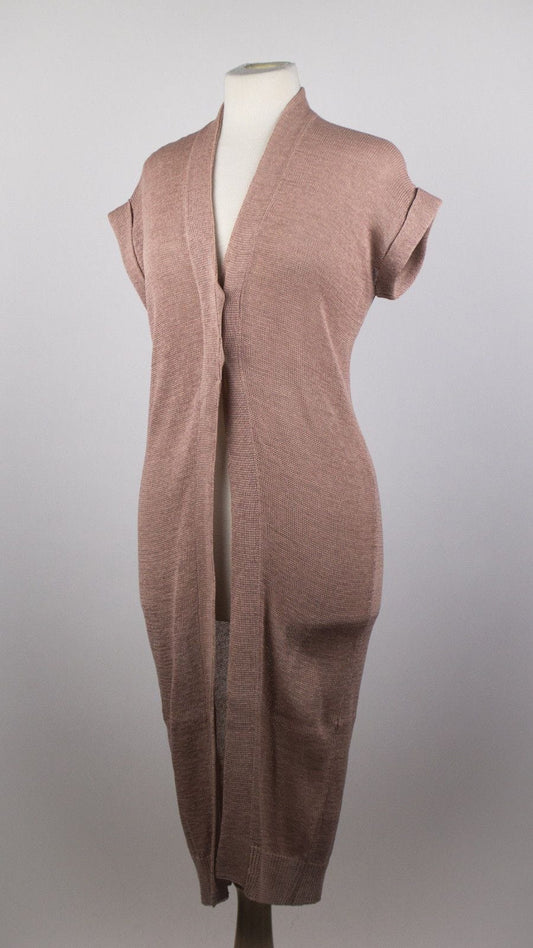 Knitted Cotton Sweater Dress Jacket - Coral Pink