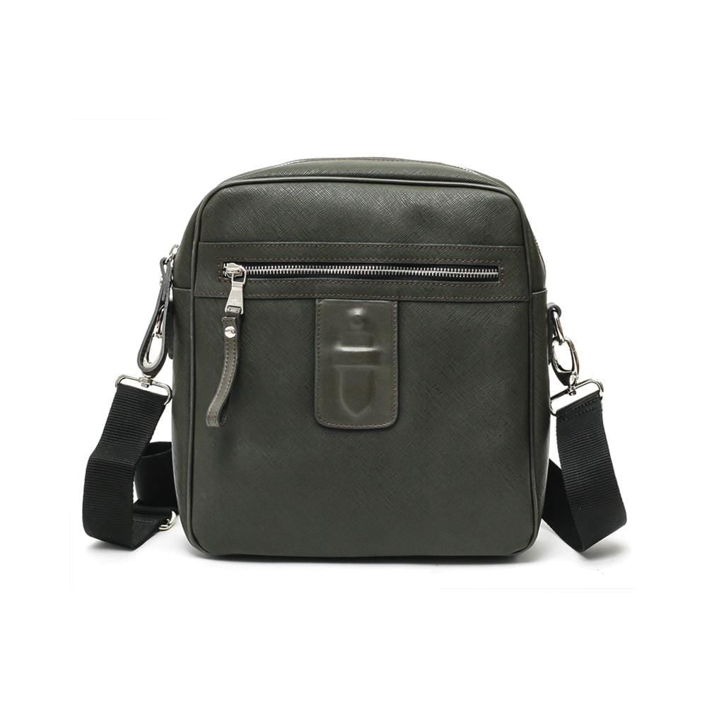 Saffiano Leather Cross Body Messenger Bag - Green