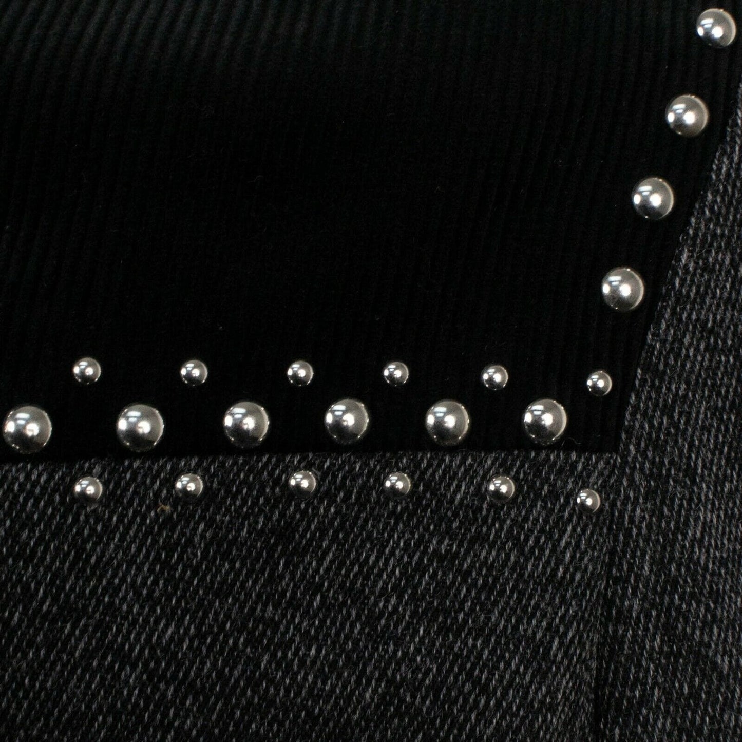 V Cut Studded Melange Long Coat - Gray