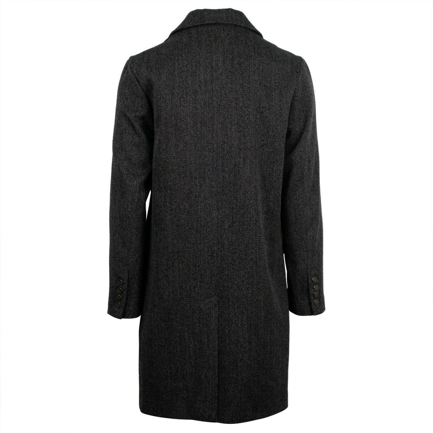 V Cut Studded Melange Long Coat - Gray