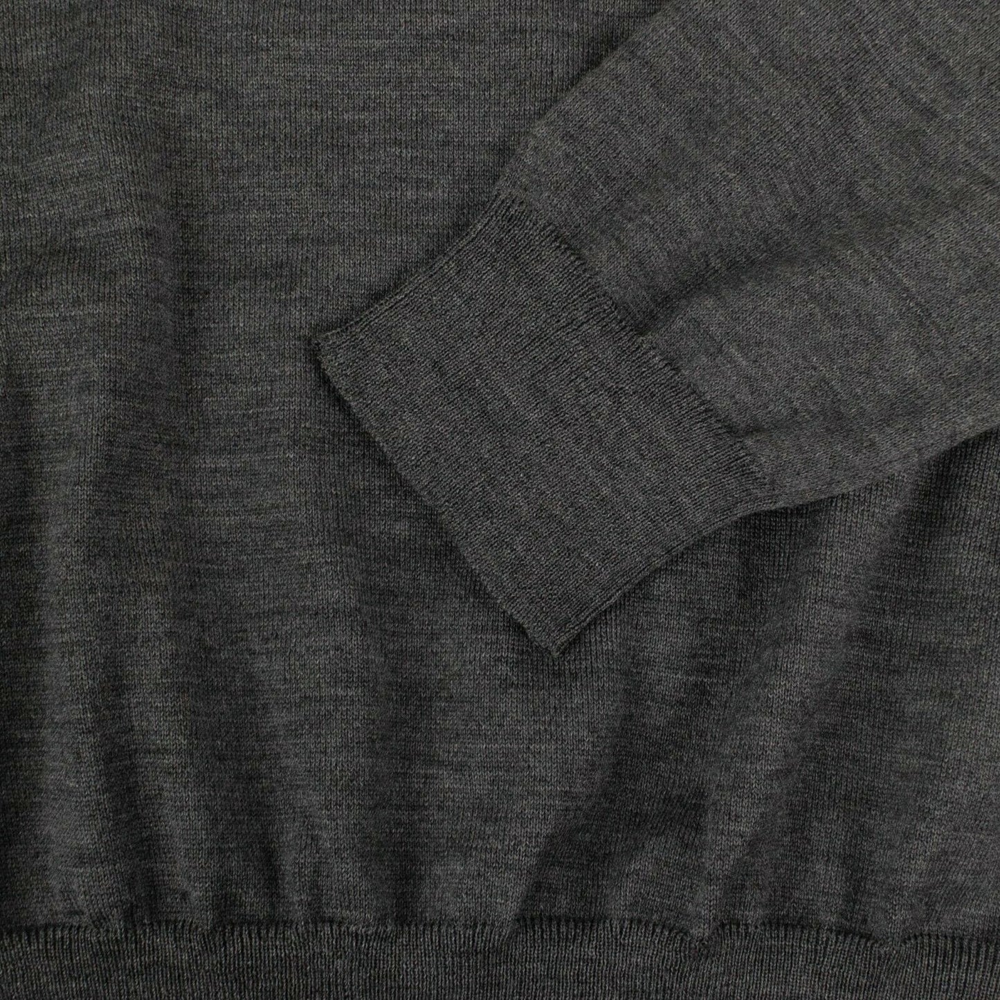 Wool Back BB Logo Crew Neck Sweater Top - Gray