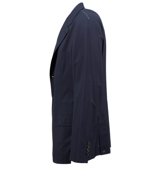 Wool Blend Unstructured 3/2 Sport Coat - Blue