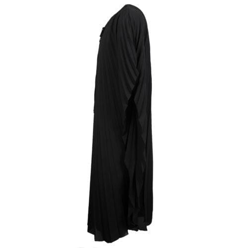Black Polyester Pleated Long Dress
