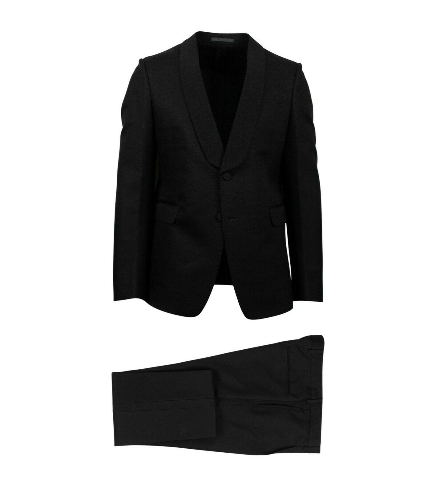 Wool Blend Tuxedo Suit - Black