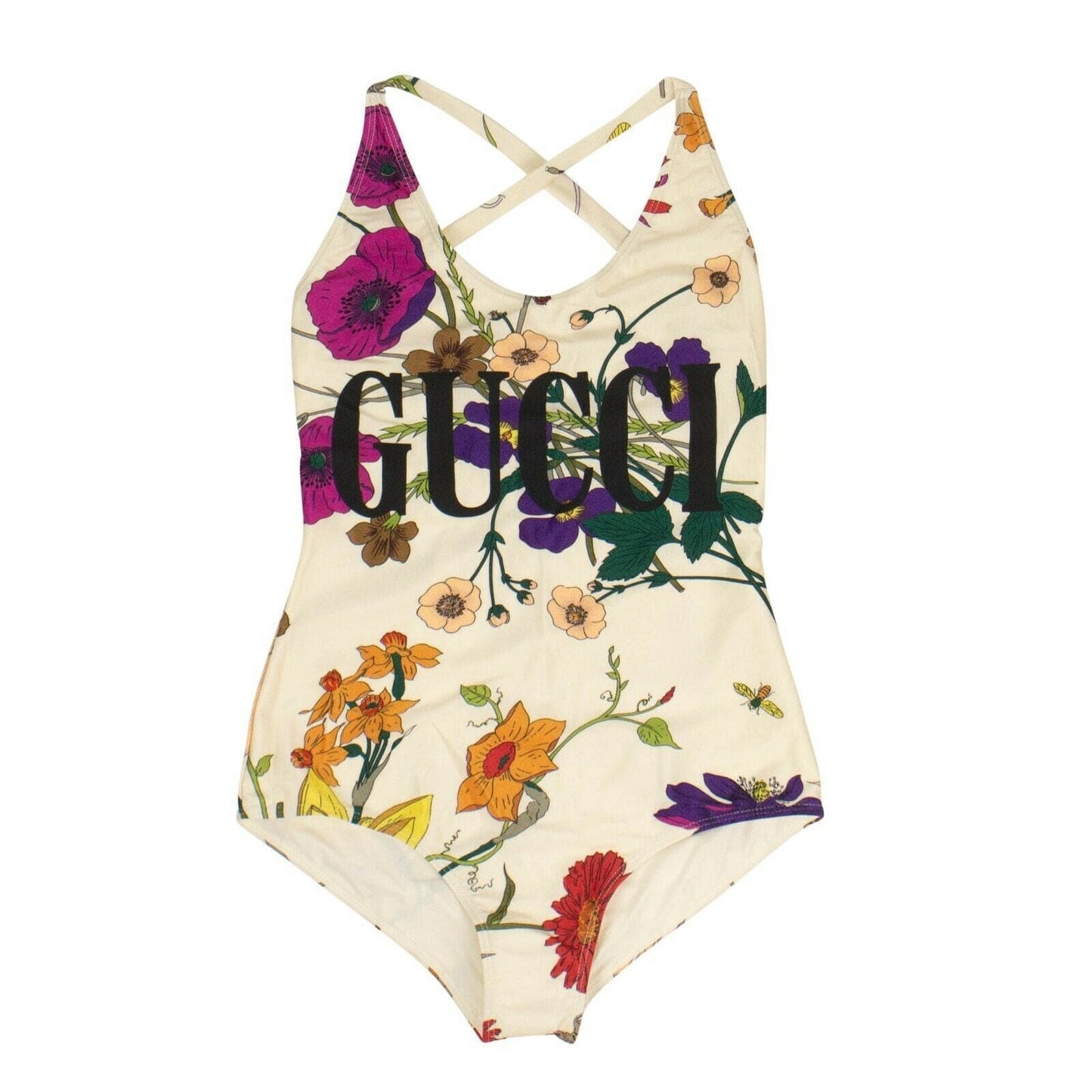 Floral Print One Piece Swimsuit - White