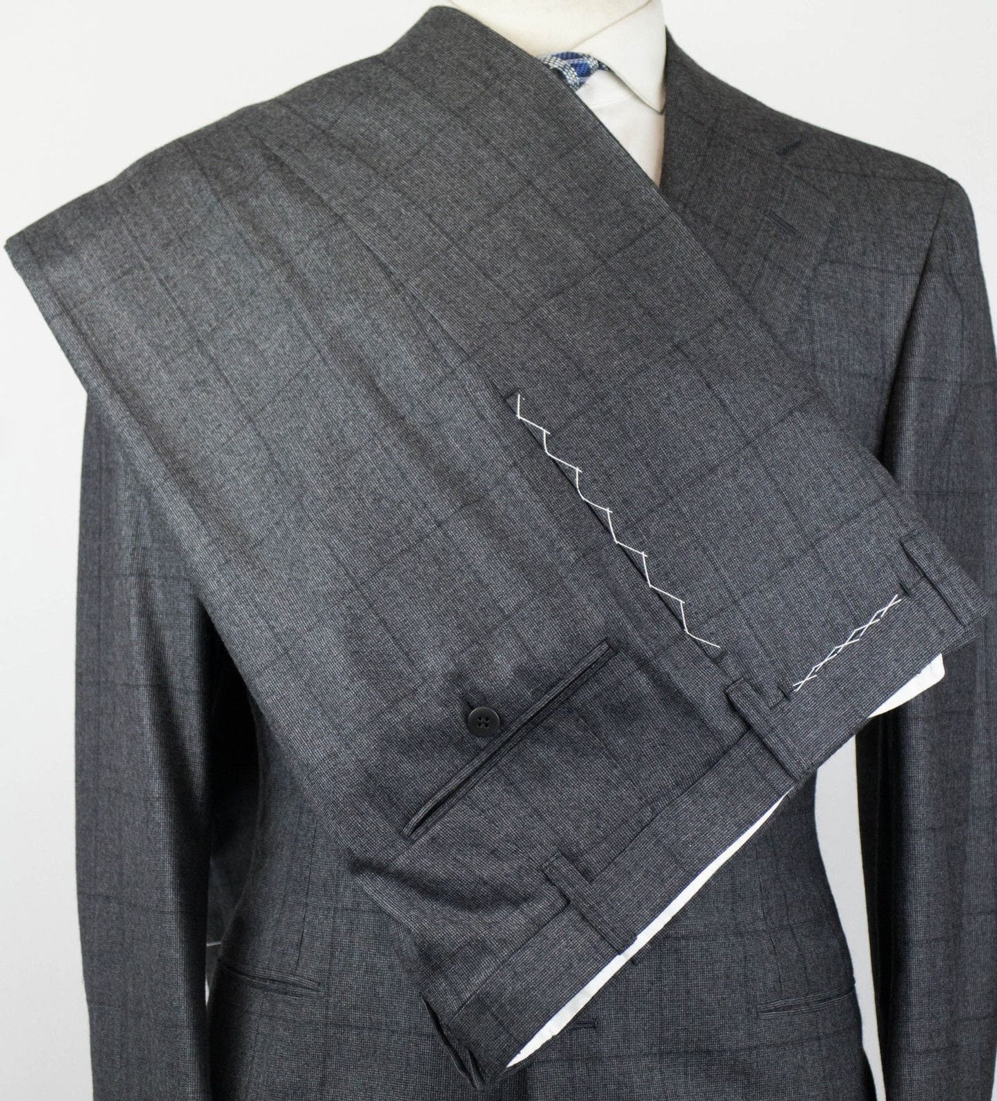 Windowpane Cashmere Blend 2 Button Suit - Gray