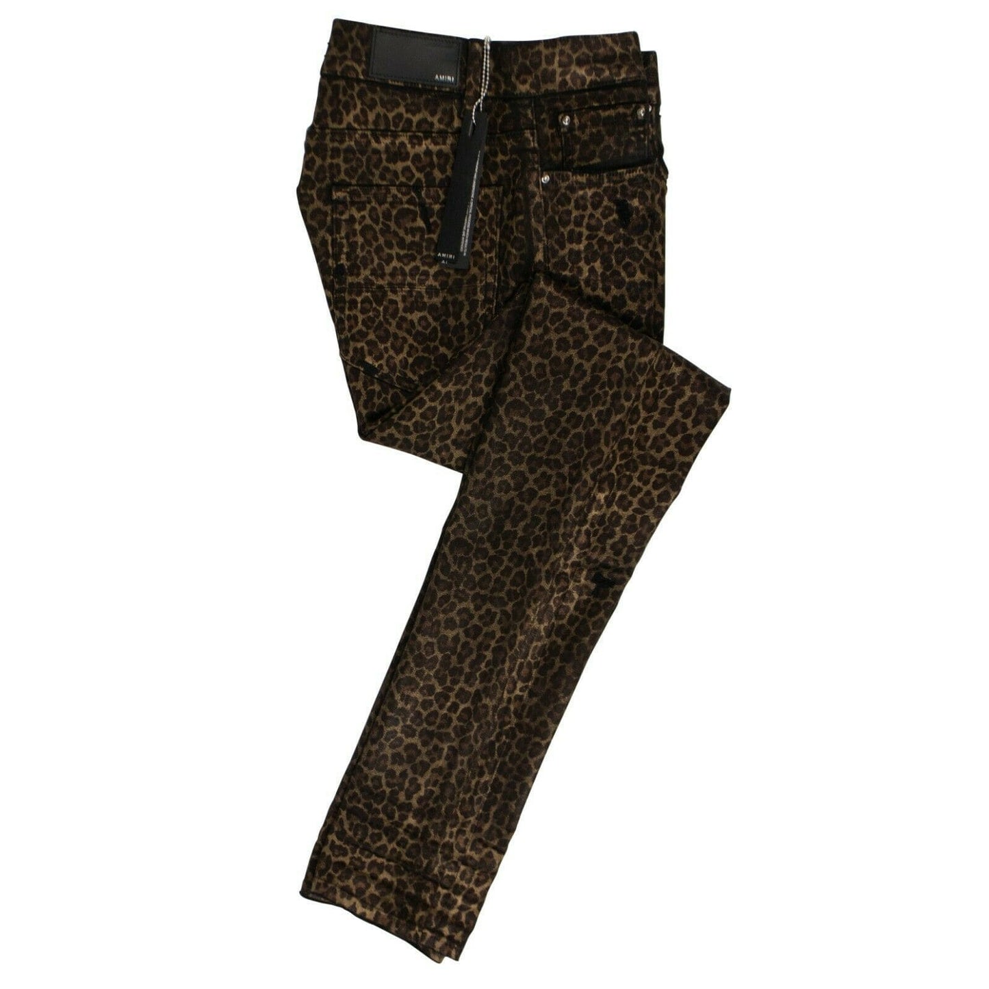 Broken Leopard Coated Jeans - Dark Leopard